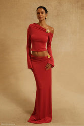 Red Skyblue Women Long Sleeve Sexy 2 Pieces Thin Bodycon Long Dress Celebrate Nightclub Party Fashion Birthday Outfit
